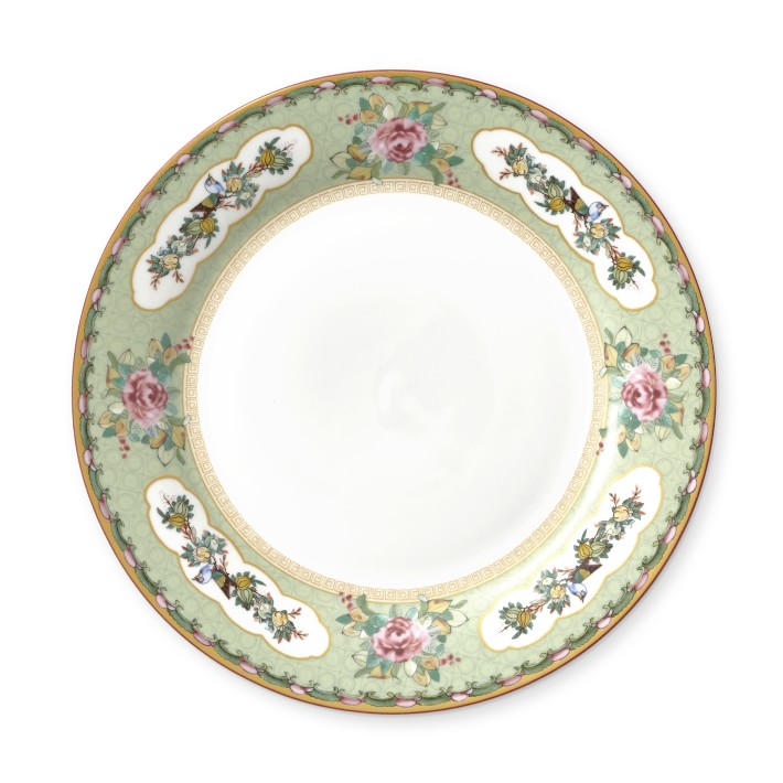 Famille Rose Dinner Plates - Green Rim, Set of 4