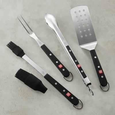 Williams Sonoma Stainless Steel BBQ Tool Set with Williams Sonoma Grill  School Cookbook