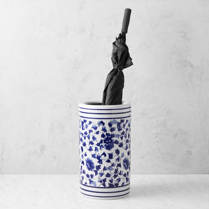 Blue &amp; White Ceramic Umbrella Stand
