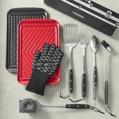 Williams Sonoma Black-Handled BBQ Tool Set with Storage Case