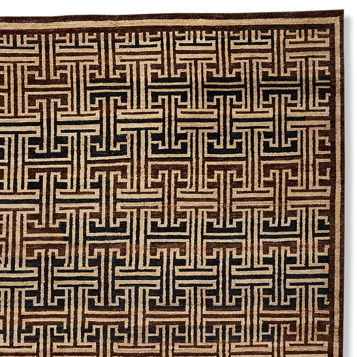 Bold Lattice Hand Knotted Rug Swatch