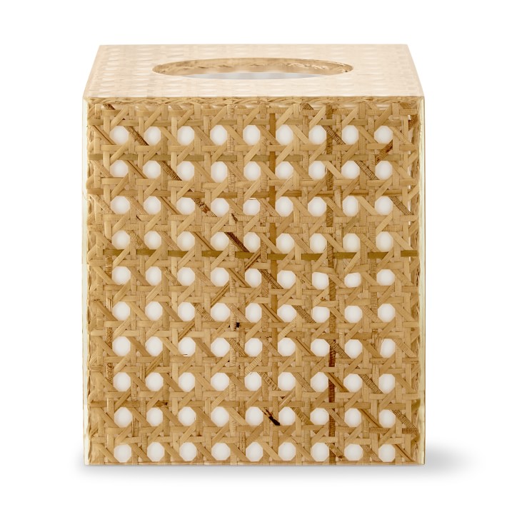 Rattan And Acrylic Tissue Holder