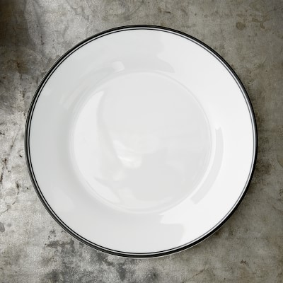 Bistro Black Rim Porcelain 16 Piece Dinnerware Set, Service For 4