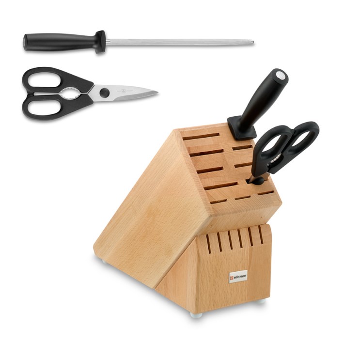 W&#252;sthof 17-Slot Knife Block with Shears and Sharpening Steel, Set of 3