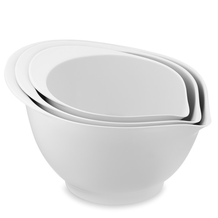 White Melamine Pour Spout Bowls - Set of 3