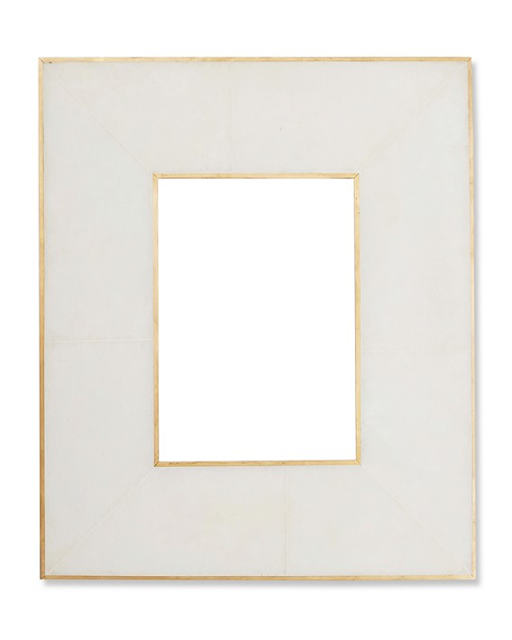 Brass Bordered Stone Picture Frame, White