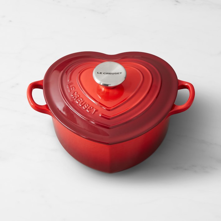 Le Creuset Heart Shaped 2 Liter White Cast Iron Dutch Oven for