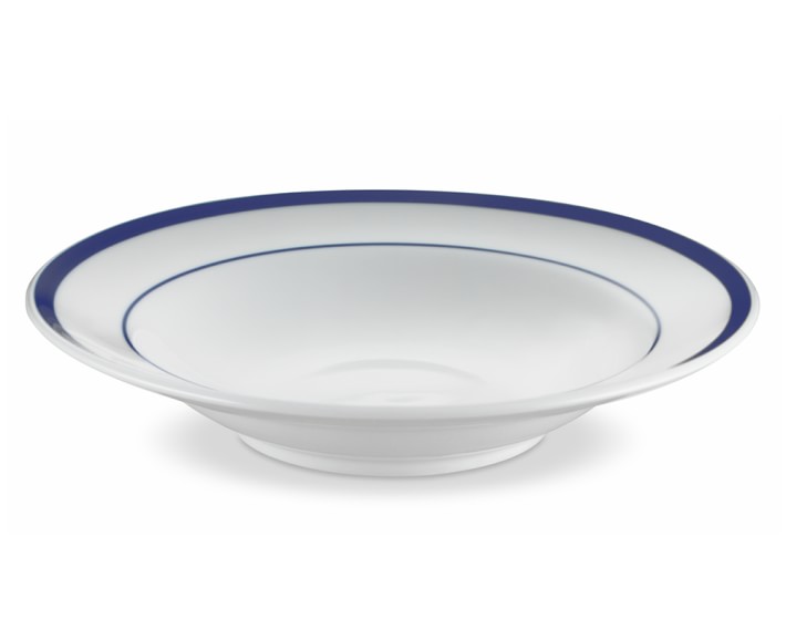 Brasserie Blue-Banded Porcelain Soup Bowls, Set of 4