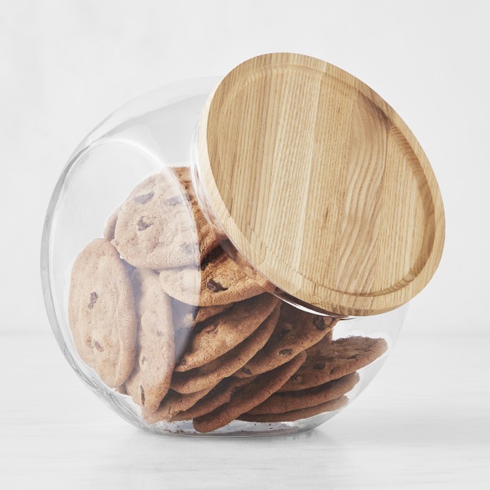 Clear Glass Tilted Cookie Jar 