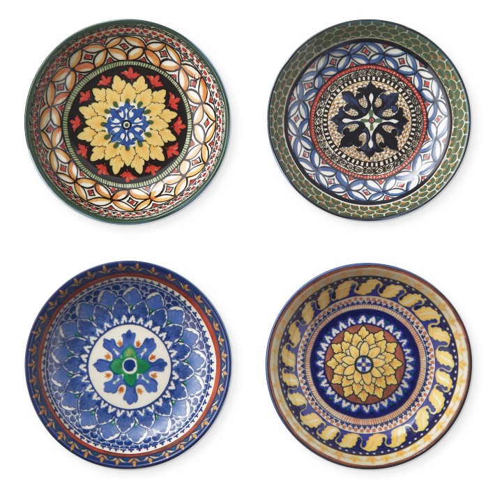 Sicily Ceramic Mixed Dipping Bowls, Set of 4, Large