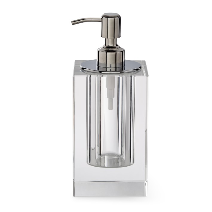 Loft 0531.001.00 Wall Mounted Satin Crystal Glass Soap Dispenser and  Toothbrush Holder Set, Polished Chrome Holder and Pump