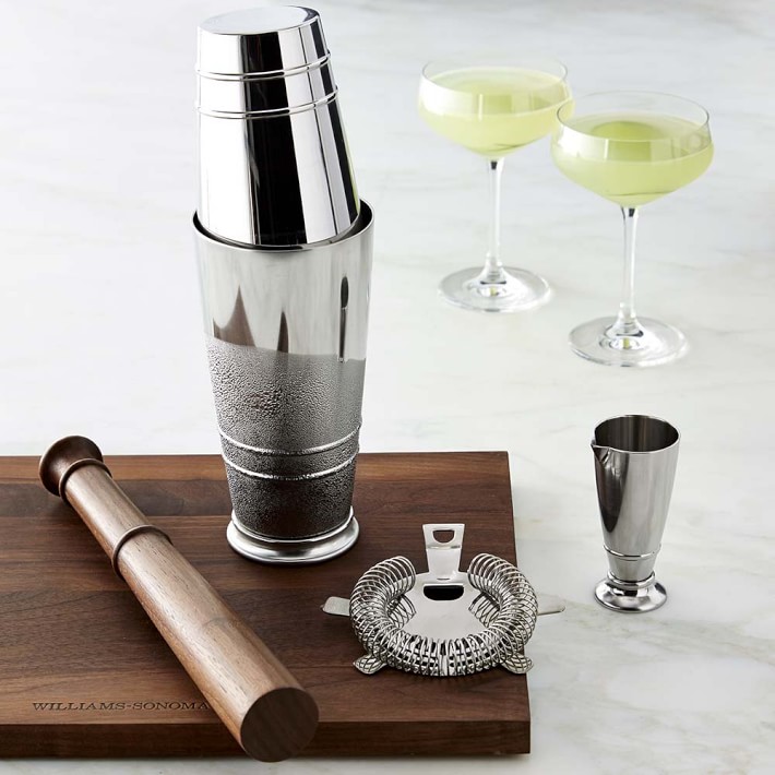 Engraved Matte Black Cocktail Shaker Barware Set in Gift Box