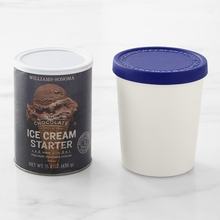 Ice Cream Storage Tub 1Qt. Blue & Ice Cream Starter Set Williams
