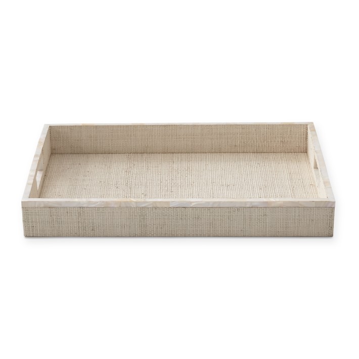 Williams Sonoma - AERIN White Raffia and Shell Tray