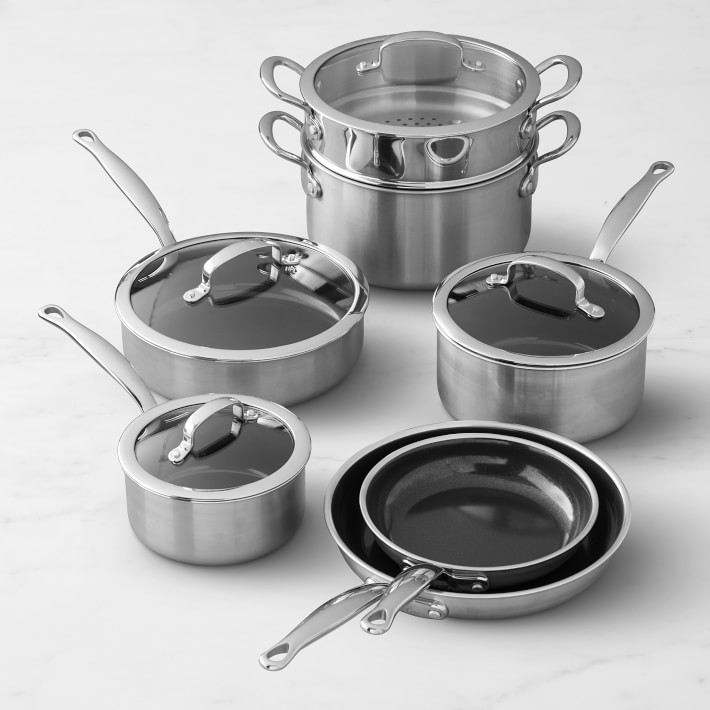 Blue Jean Chef 3-Piece Stainless Steel Cookware Set, Hammered Finish