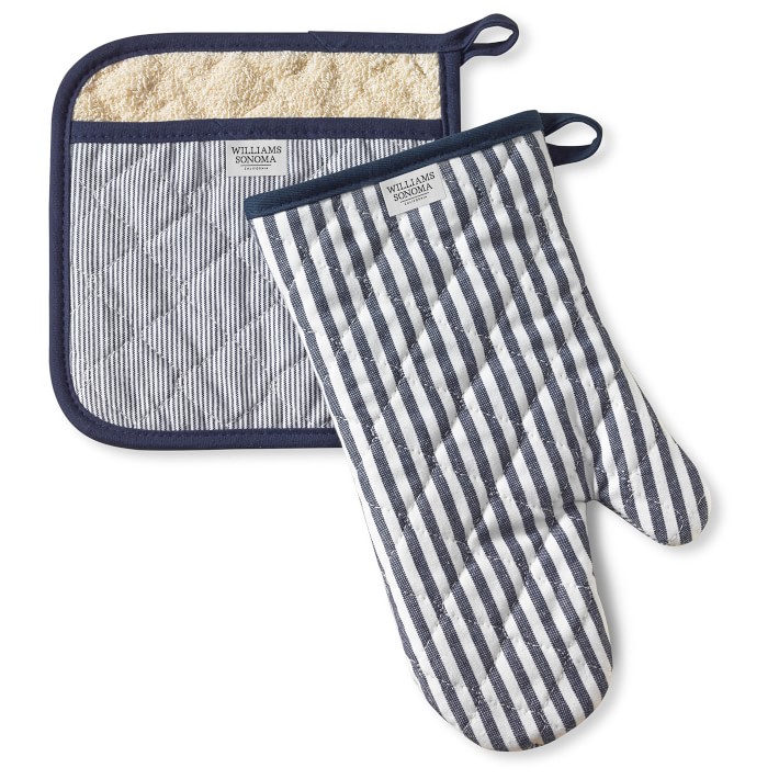 Williams Sonoma Bay Stripe Oven Mitt & Potholder Set