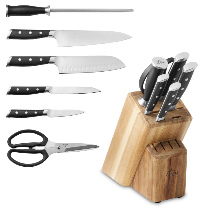 All-Clad Forged Steel Chefs Knife, Utility Knife, Paring Knife 3 Piece  Kitchen Knife Set, Knife Block Set, Kitchen Knives, Black