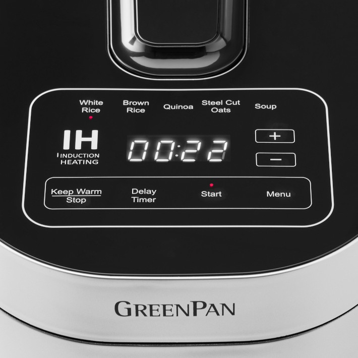 GreenPan Elite Stainless Steel Ceramic Nonstick 8 Cup Induction Rice Cooker  - Silver