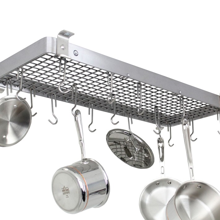 Regency 12 x 36 Stainless Steel Wall Mounted Pot Rack with Shelf