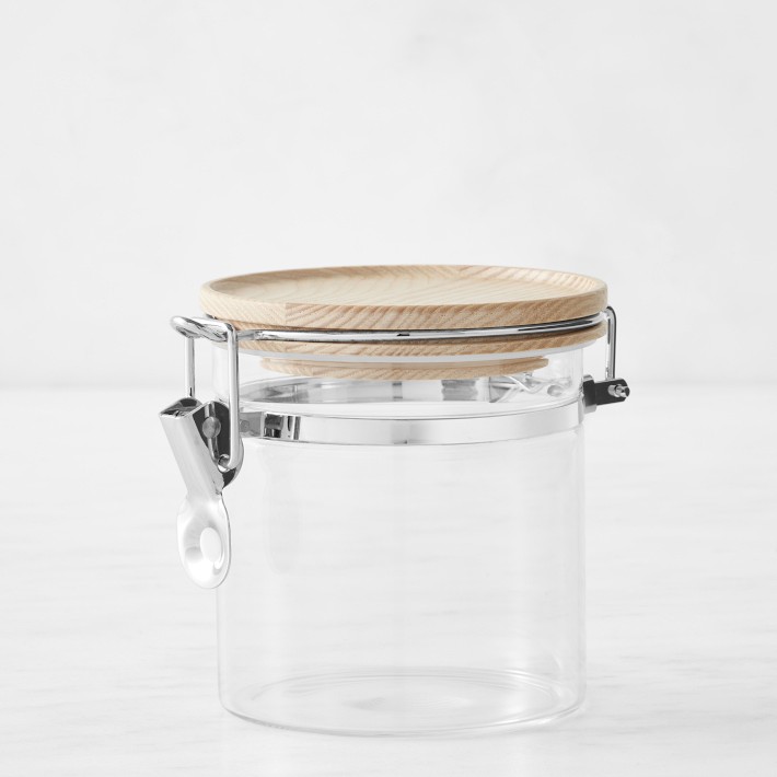 Large Glass Storage Jar With Air Tight Sealed Metal Clamp Lid Tall Kitchen  Cruet 