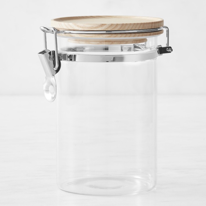 Large Glass Storage Jar With Air Tight Sealed Metal Clamp Lid Tall Kitchen  Cruet