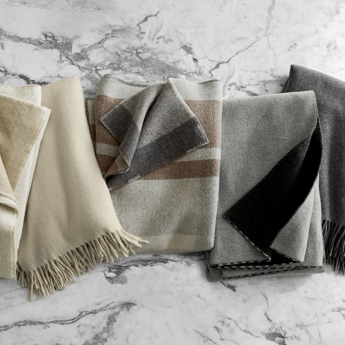 BOSS - Monogram-jacquard throw with wool and cashmere