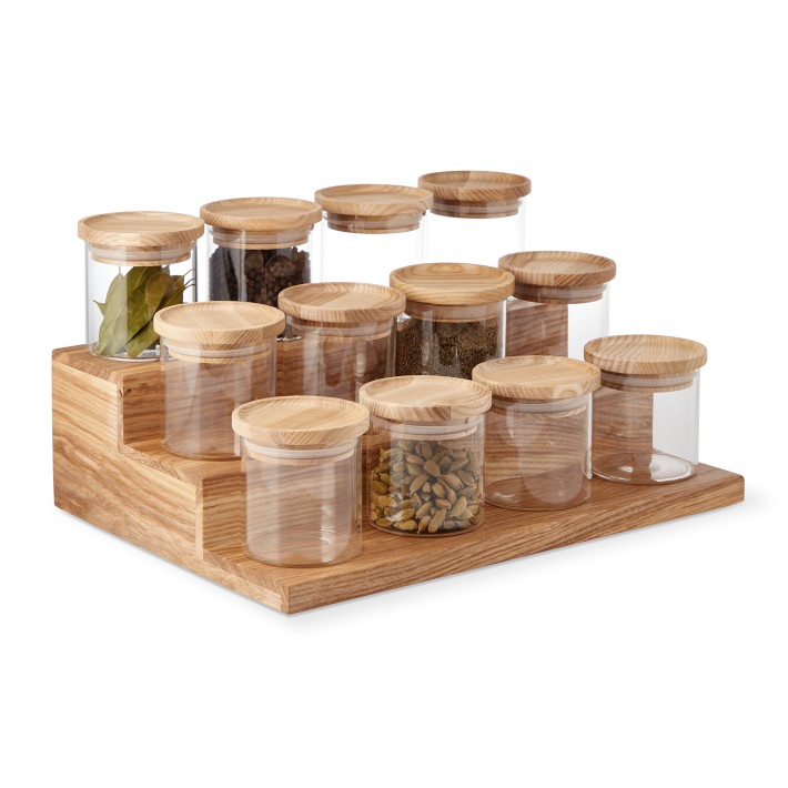 Wood Spice Rack Wooden Spice Shelf Spice Jars Kitchen Shelves Spice Jars  Display Coffee Tea Jars Stand Kitchen Jars Storage, 