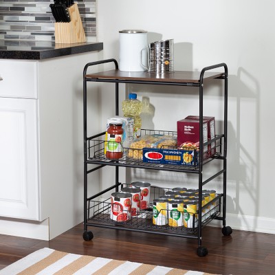 Industrial Free-Standing Bathroom Vanity Walnut & Black 3 Towel Shelves & 2  Doors