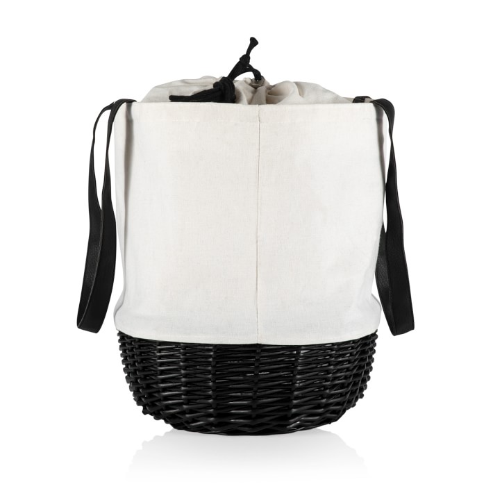 Newport Striped Fabric Handle Straw Bag