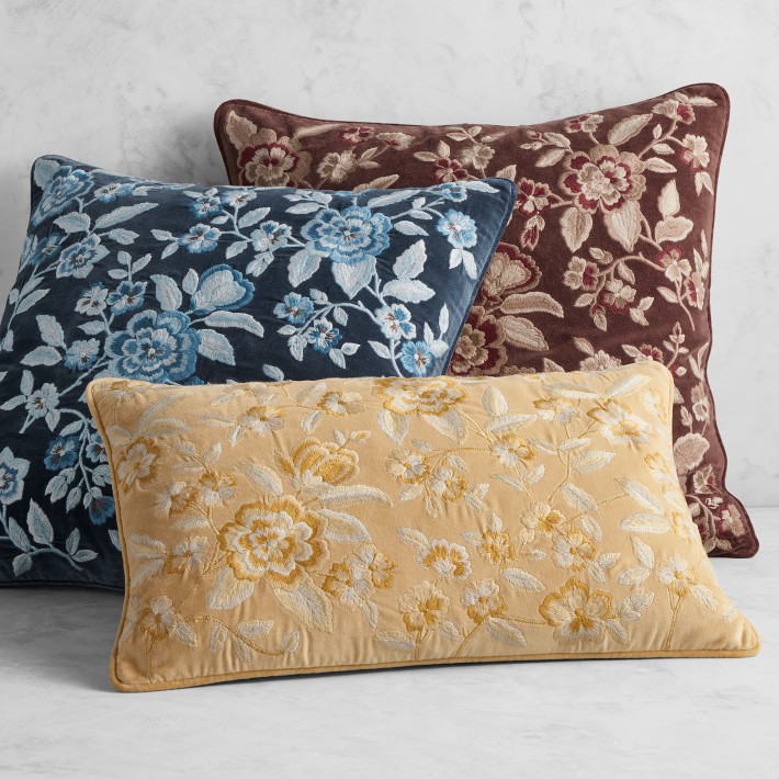 Floral Velvet Embroidered Pillow | Williams Sonoma