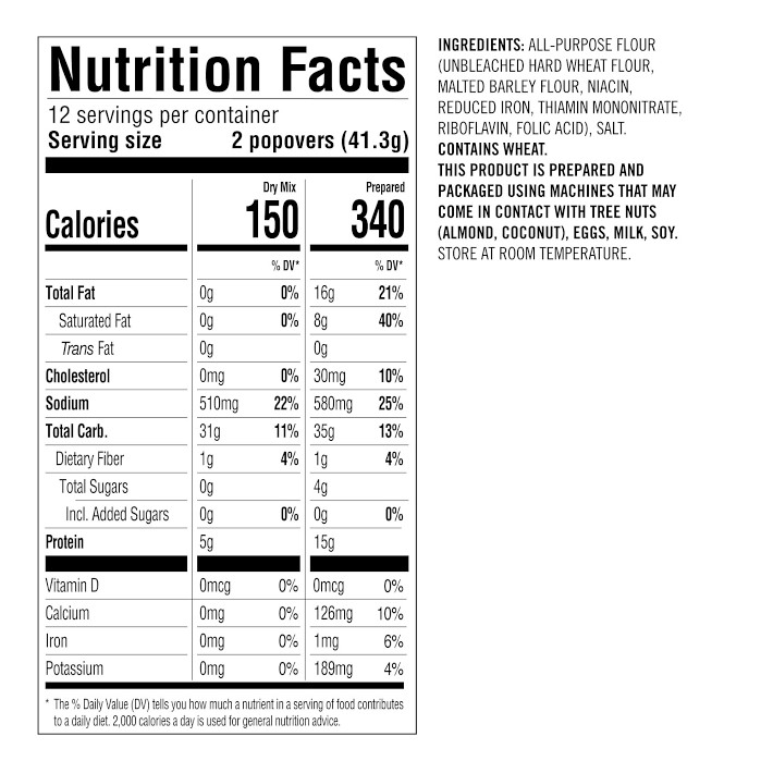 Williams Sonoma Popover Baking Mix Williams Sonoma