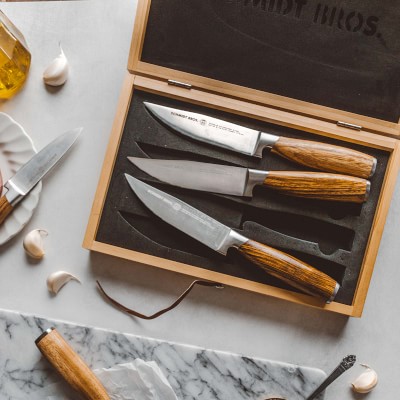 Single Personalized Maple Wood Jumbo Steak Knife in Gift Box
