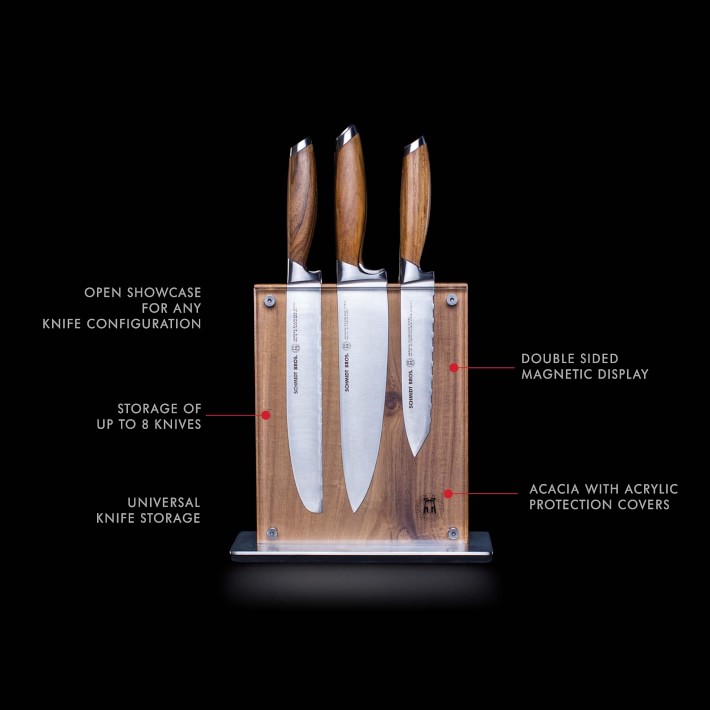  Schmidt Brothers -Bonded Ash- 15-Piece Knife Set, High-Carbon  Stainless Steel Cutlery with Downtown Acacia and Acrylic Magnetic Knife  Block and Knife Sharpener: Home & Kitchen