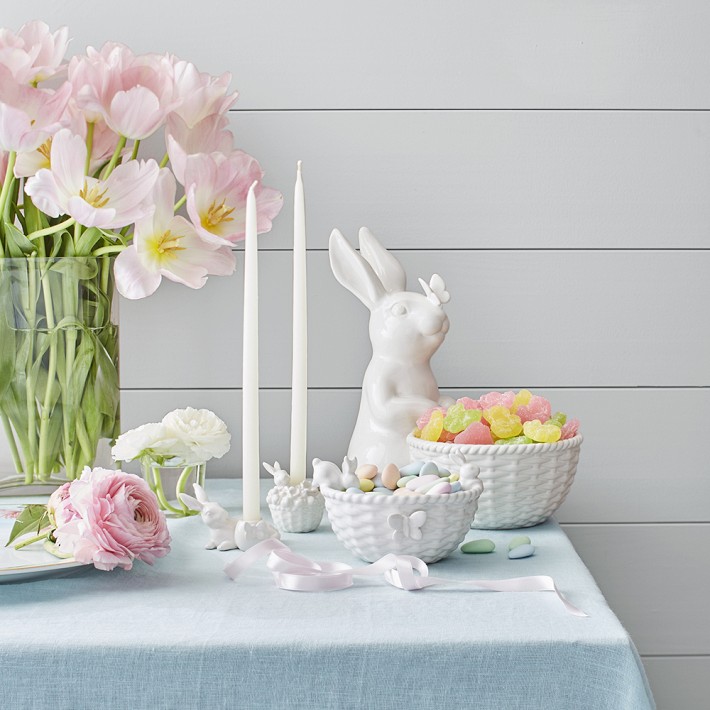 Williams Sonoma print cotton kitchen dish tea towels, Easter bunny