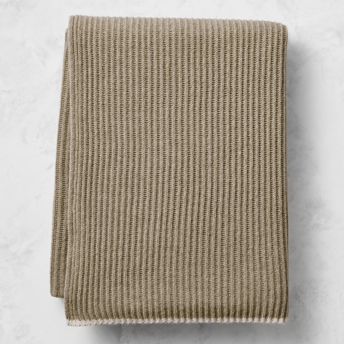 Eco-Friendly Contrast Edge Cashmere Knit Throw