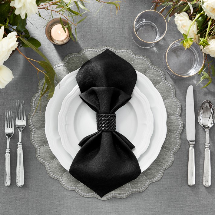 Rizzo Round Reversible Black and White Faux Leather Placemat + Reviews