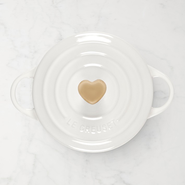 Le Creuset 8oz Mini Round Cocotte with Gold Heart Knob | Sea Salt
