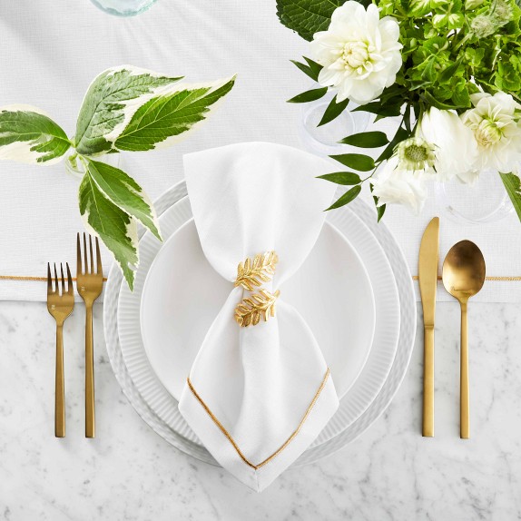 Gold Leaf Napkin Rings, Set of 4 Williams Sonoma