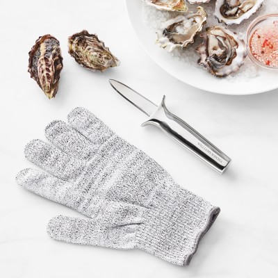 Williams Sonoma Stainless-Steel Seafood Oyster Knife and Glove Set