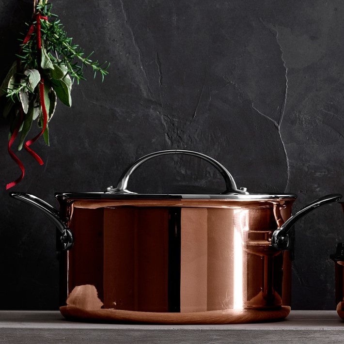 William Sonoma Copper Clad 10 Fry pan and large sauce pot with