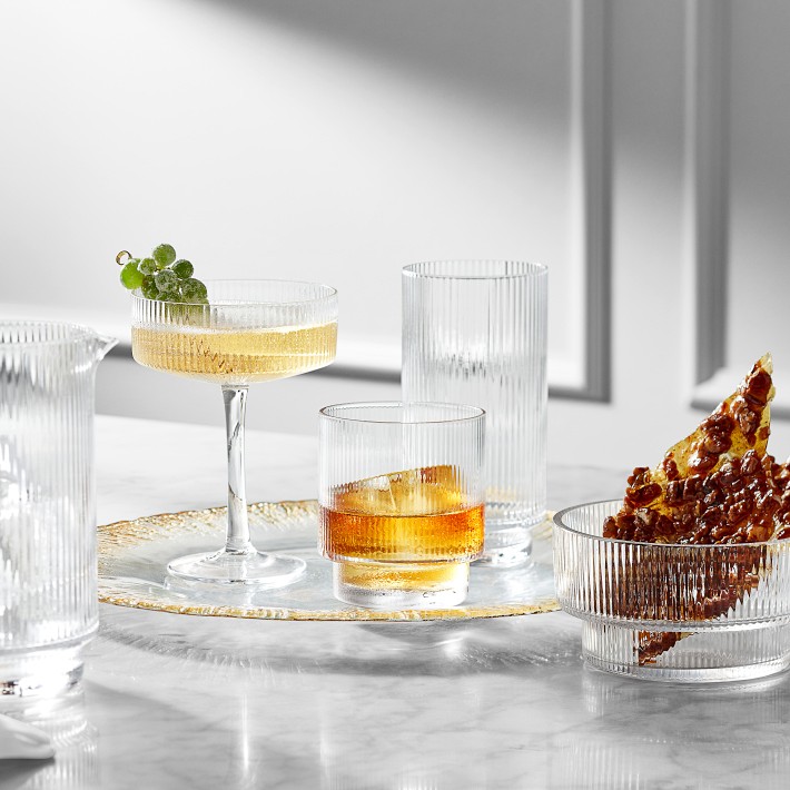 1 Pcs Ribbed Glassware,Vintage Glass,25 oz Modern Glass Cup,Ripple Drinking  Glass,Ribbed Drinking Glass for Weddings,Cocktails or Modern Bar 