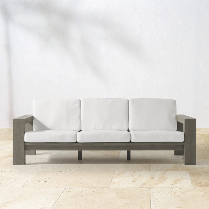 Larnaca Outdoor 3-Seat Grey Teak Sofa