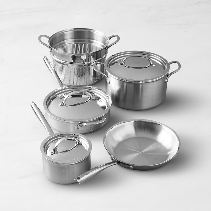 Williams Sonoma Signature Thermo-Clad&#8482; Brushed Stainless-Steel 8-Piece Cookware Set
