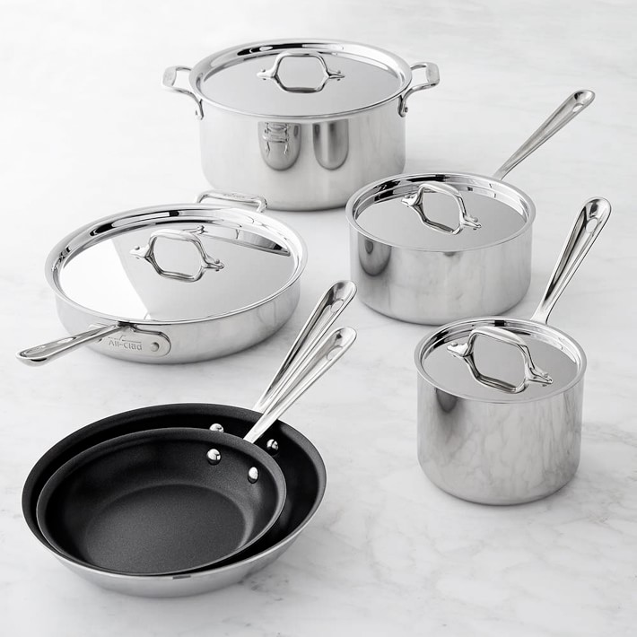 All-Clad D3&#174; Tri-Ply Stainless-Steel Nonstick 10-Piece Cookware Set