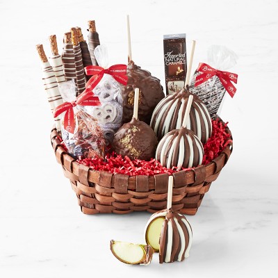 Happy Holidays Gift Basket | Chocolate Covered Gluten Free Pretzels [4 Flavors] Gourmet Holiday Gift | Same Day Delivery Items for Christmas, New