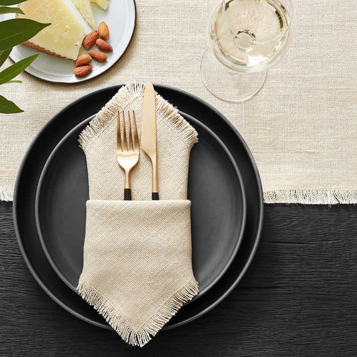 Fringed Cloth Napkins and Napkin Rings Kit - Makes 4