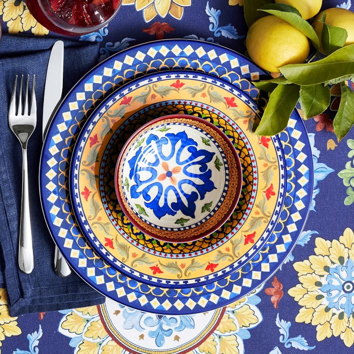 Sicily Outdoor Melamine Dinner Plates, Blue
