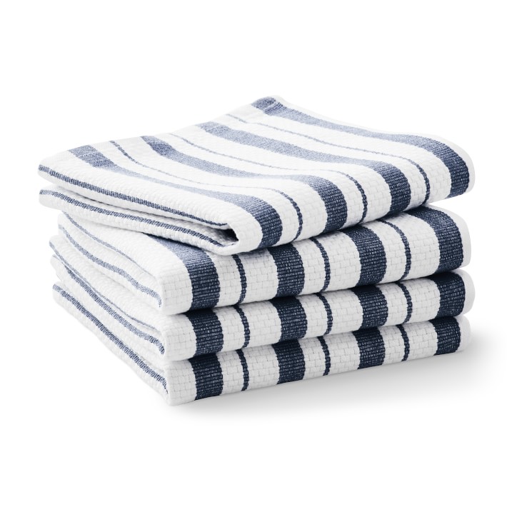 Williams Sonoma Classic Stripe Dishcloths - Navy Blue