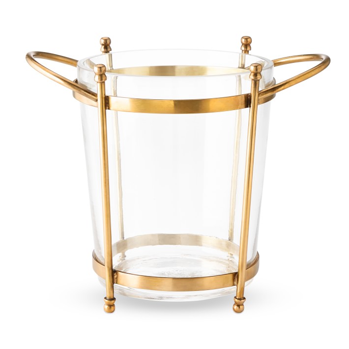 Antique Brass &amp; Glass Champagne Bucket