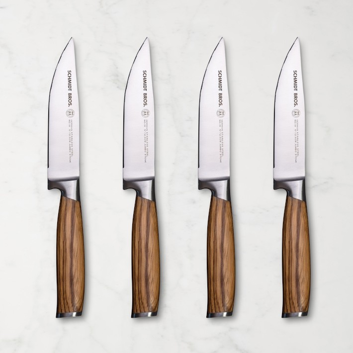  Steak Knives Set of 4, 5 Inch High-Carbon Stainless Steel Non-serrated  Steak Knife, 4 Pieces Professional Straight Edge Kitchen Table Dinner Knives  - Full Tang Ergonomic Handle: Home & Kitchen